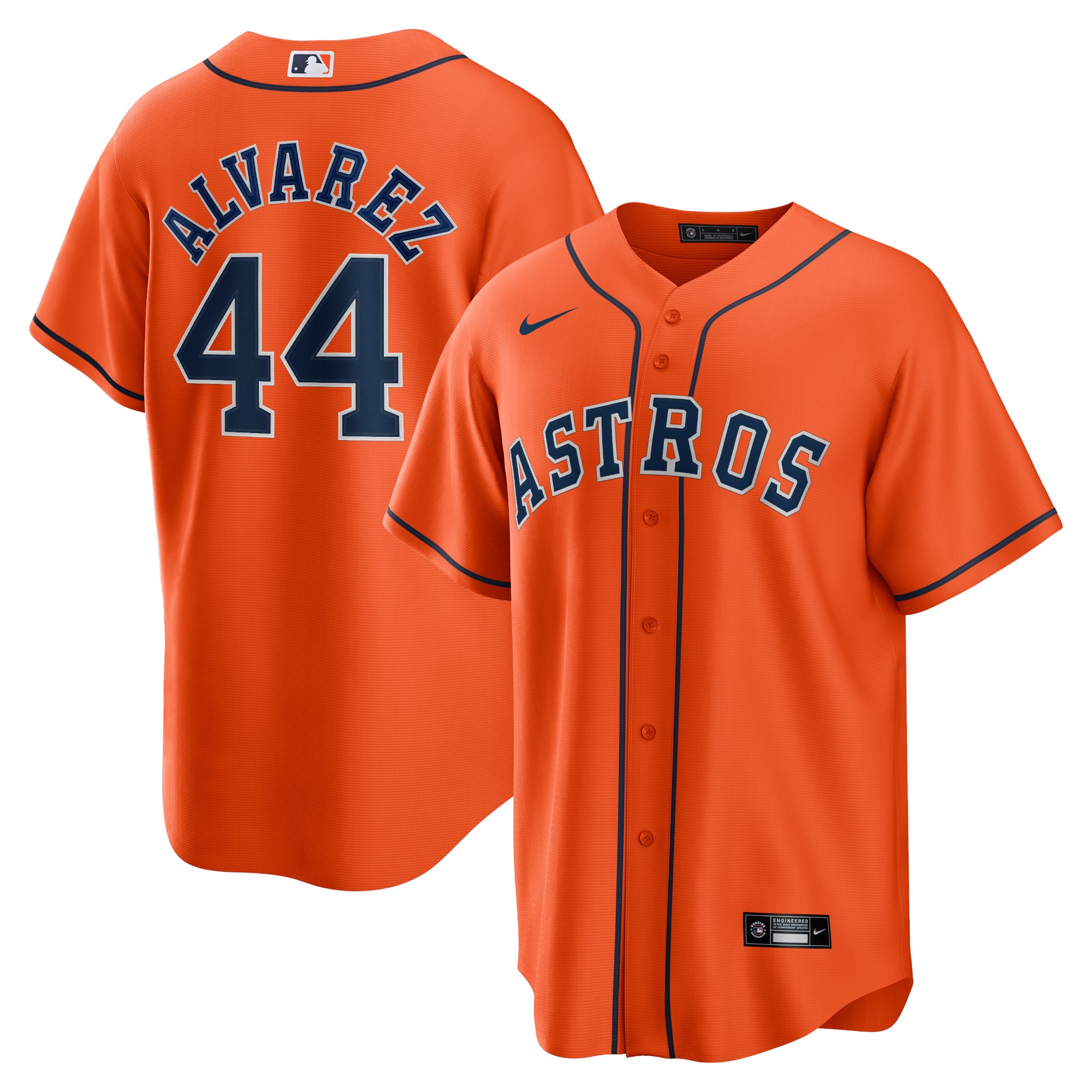 Men's Houston Astros Yordan Alvarez #44 Orange Replica Player Jersey