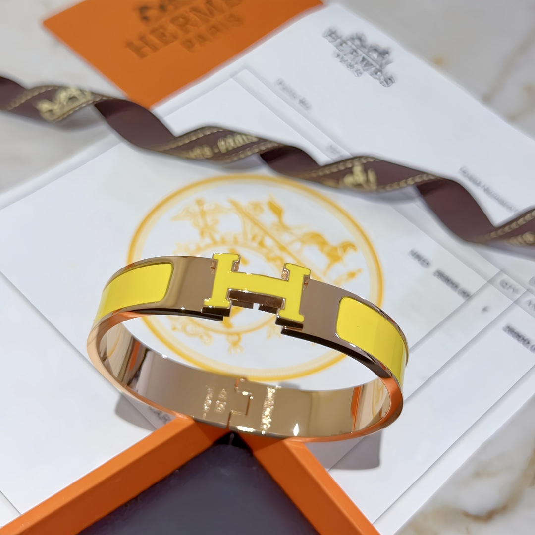TOP HERMES  Enamel Bracelet -Yellow