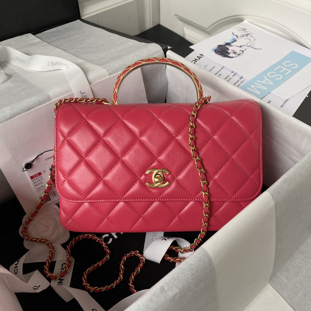 TOP CHANEL Hollow Handle Cowhide Flap Bag - 21*22*6.5cm/22*24.4*8cm - 4 Colors & GHW