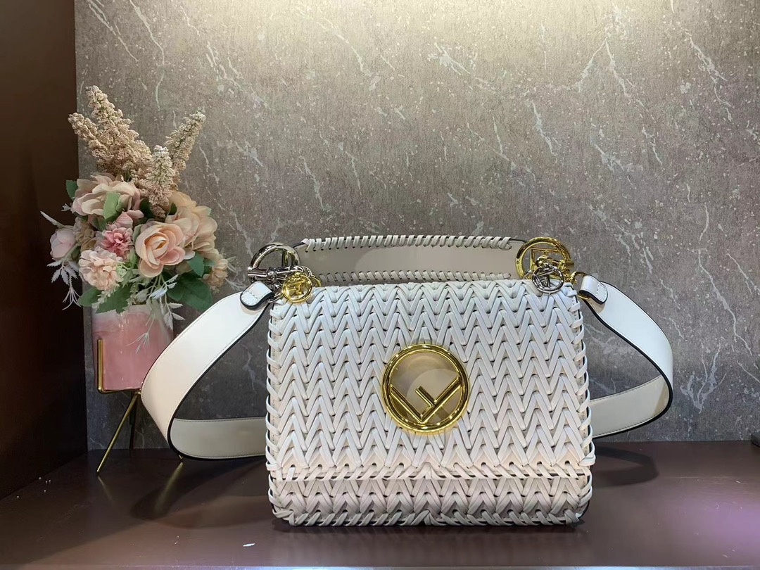 TOP FENDI KAN I LOGO Bag 25cm - Denim