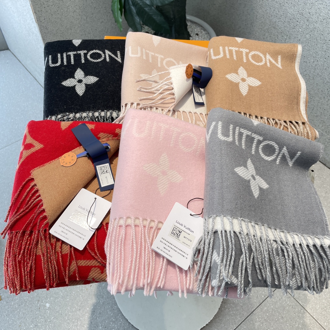 TOP Louis Vuitton LV Monogram Cashmere Scarf 186 x 34 cm - 6 Colors