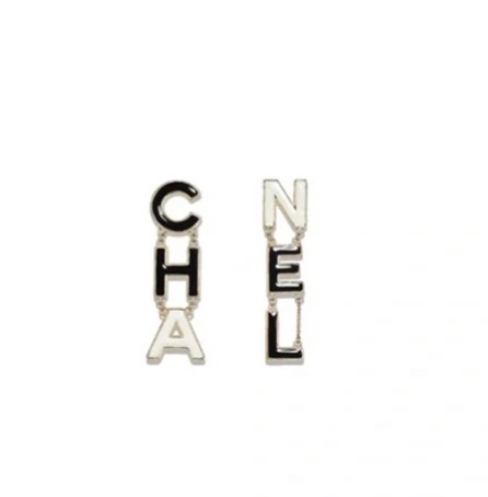 TOP CHANEL Enamel Letter Tassels Earrings