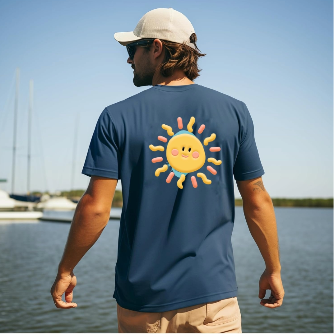 Mens Fishing Shirt Short Sleeve Sun Protection UV UPF 50+ SPF T-Shirt