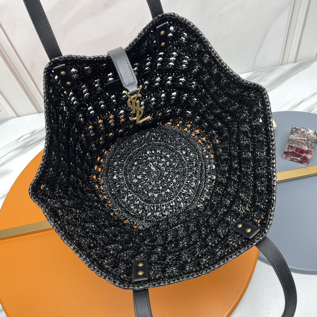 TOP Yves Saint Laurent YSL V-Shaped Hollow Grass Woven Tote Bags - 2 Colors