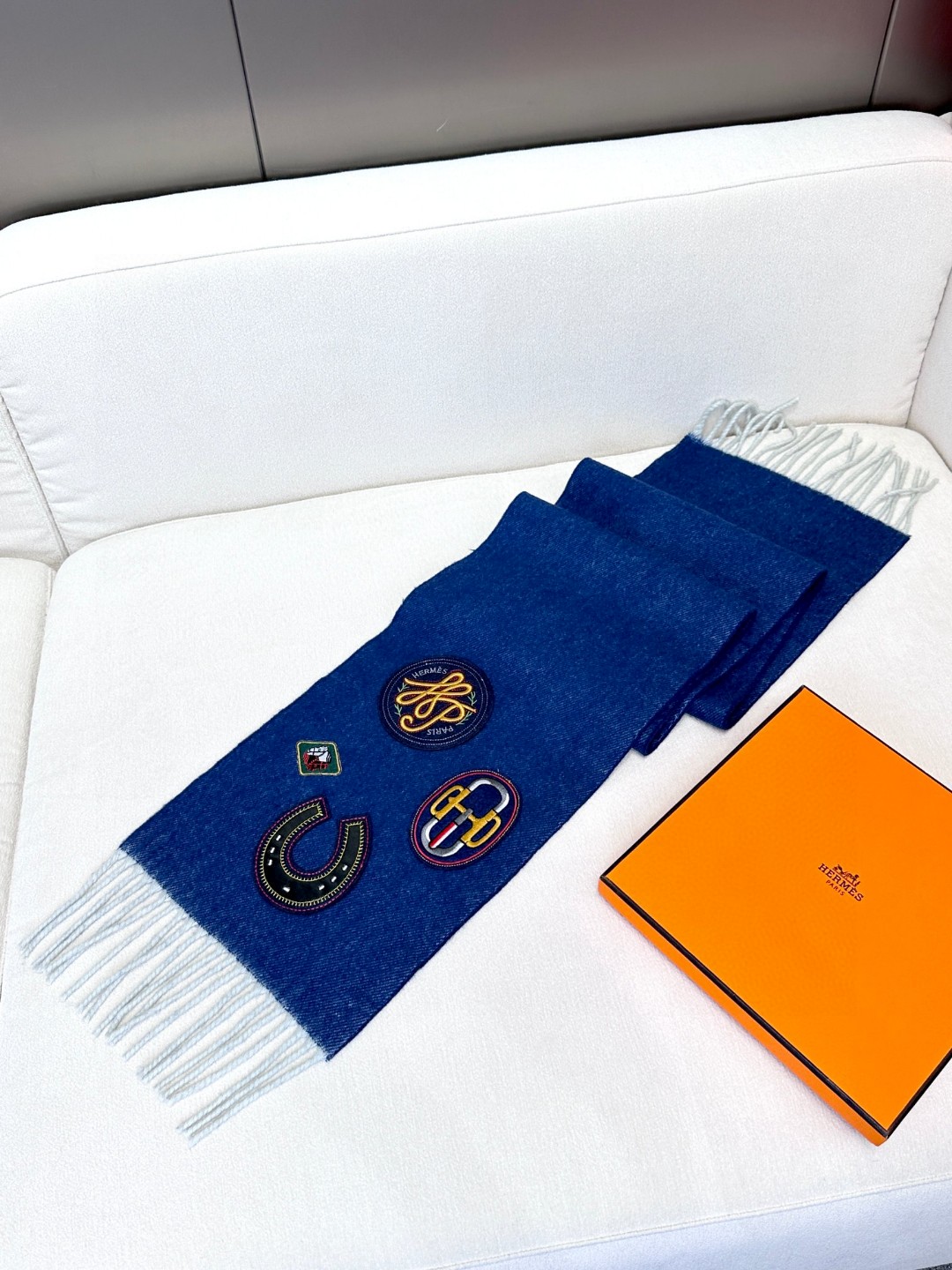 TOP HERMES Tannin  Scarf 25*180cm - Blue