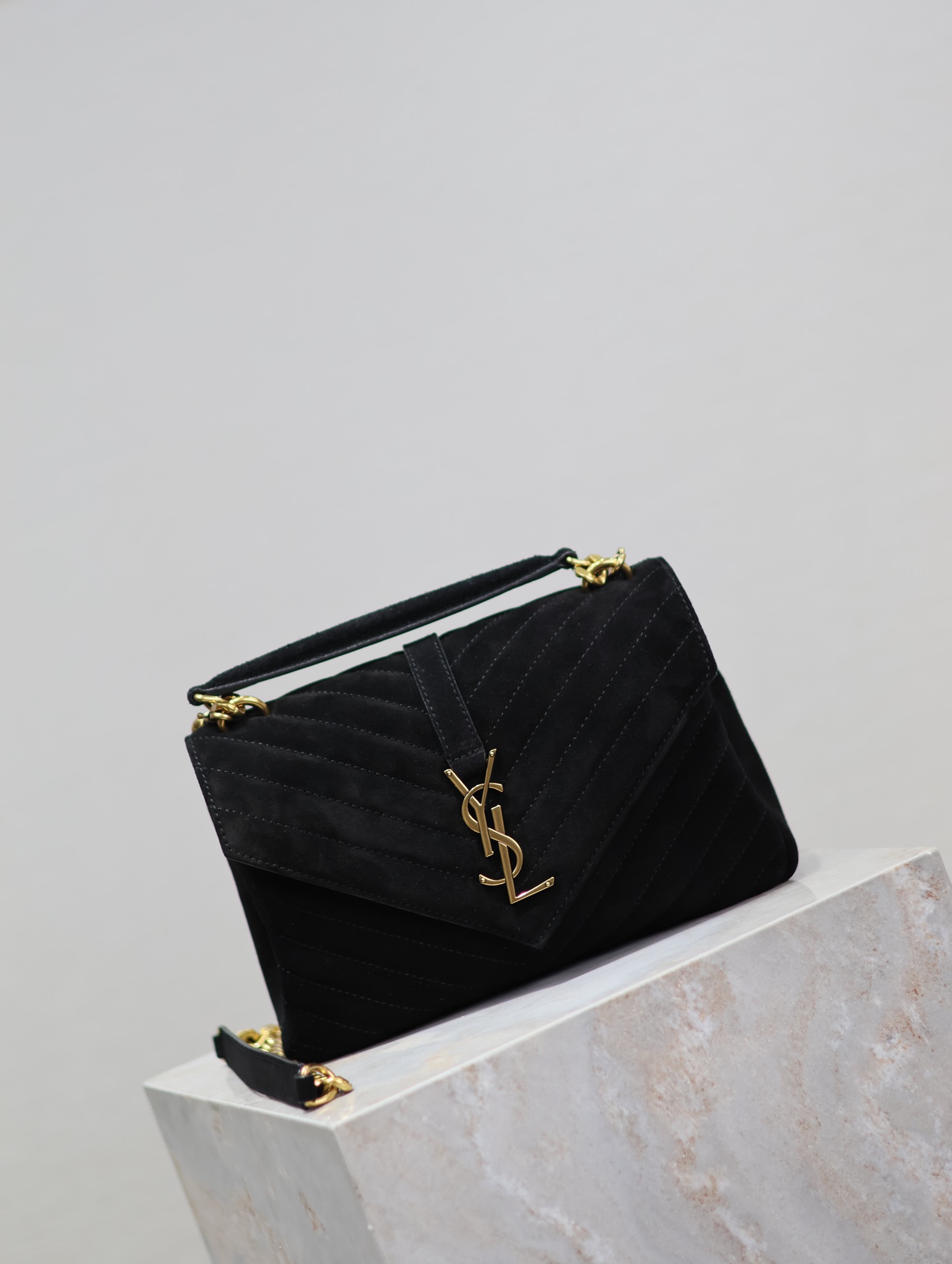 TOP Yves Saint Laurent YSL College Suede Bag Medium 24X17X6.5cm - 6 Color&GHW