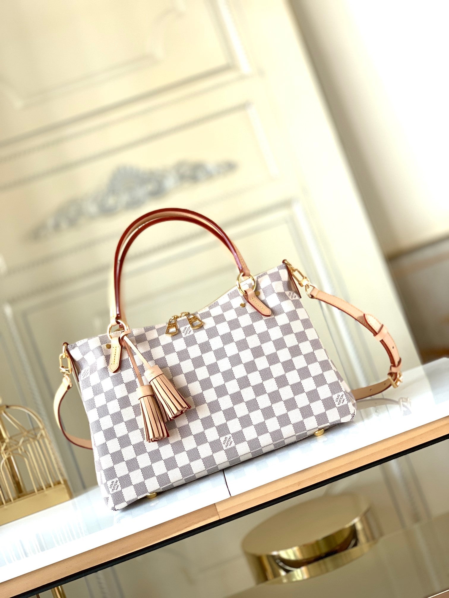 TOP Louis Vuitton LV L*V Lymington Damier Azur Bag 35 x 24 x 14cm