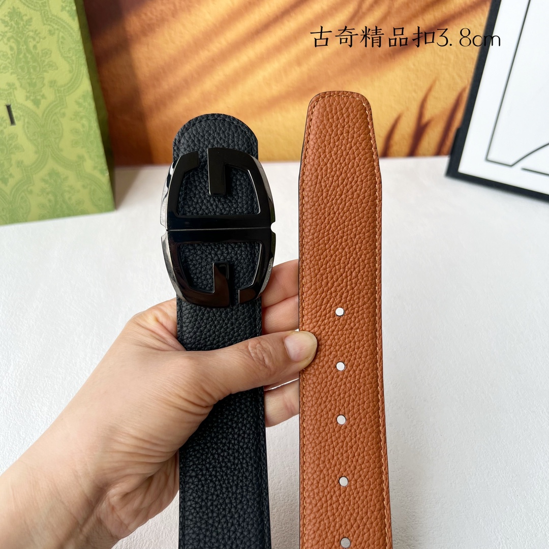 TOP GUCCI GG Reversible Belt Calfskin - 3.8cm