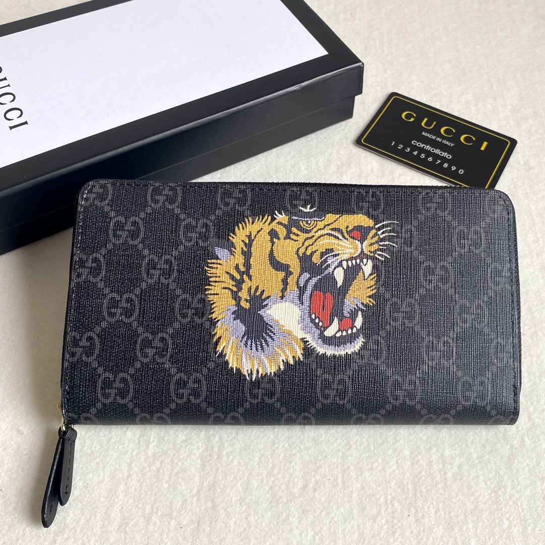 Gucci Unisex GG Supreme Printed Long Zipper Wallet（Replica）