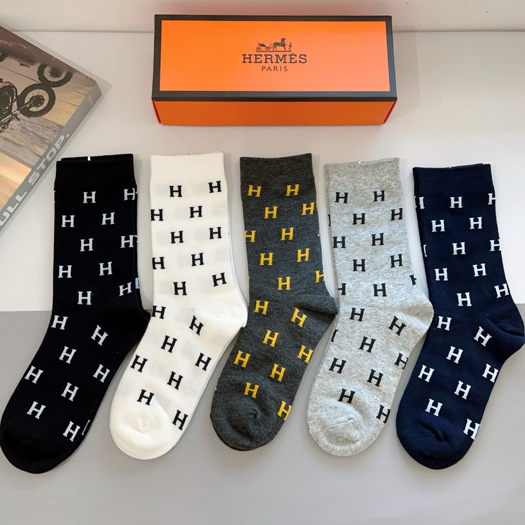 TOP HERMES Socks - 5 Pieces as a Set