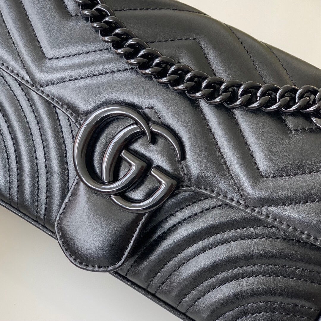 TOP GUCCI Gu€€i Marmont Matelasse Bag Mini 22cm - All Black