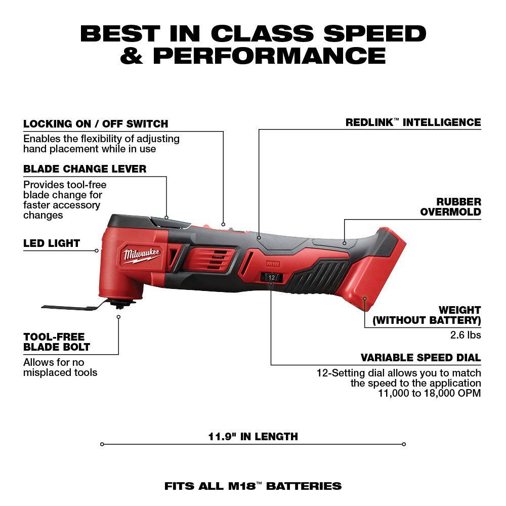 M18 18V Lithium-Ion Cordless Multi-Tool with 2.0 Ah Compact Battery