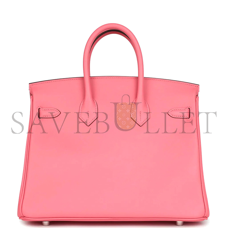 HERMES BIRKIN 25 ROSE AZALEE SWIFT PALLADIUM HARDWARE (25*20*13cm)