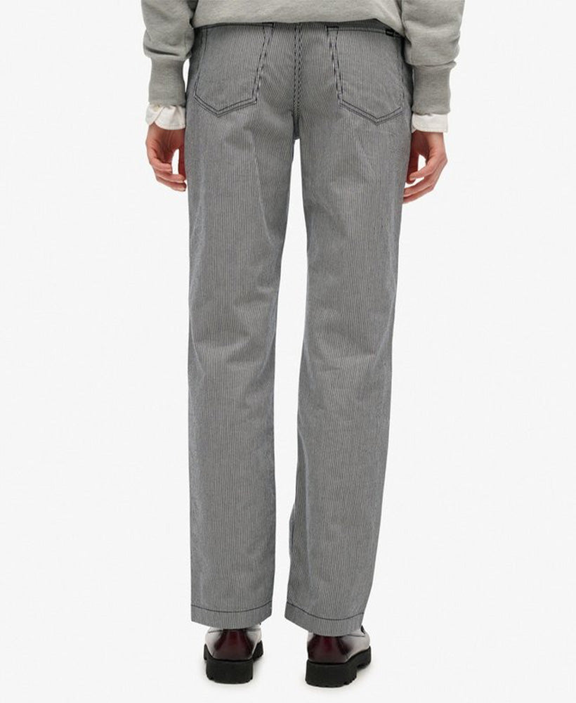 Mid Rise Straight Stripe Pant | Deep Navy Hickory Stripe 30