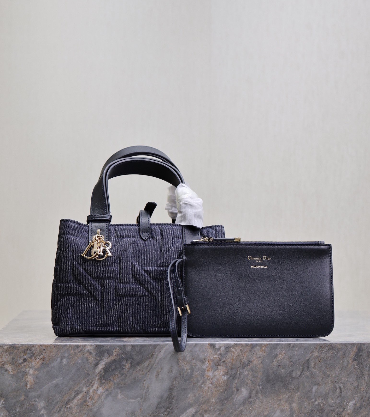 TOP Christian Dior Toujours Handbag 3 Sizes 23cm/28.5cm/37cm - Dark Blue