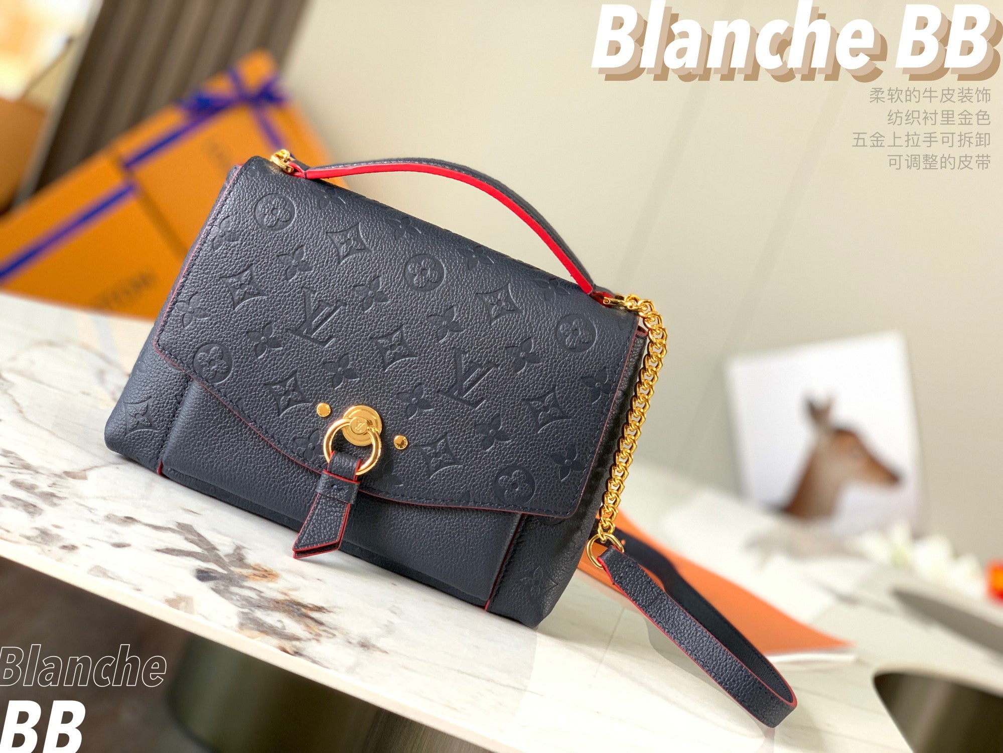 TOP Louis Vuitton LV L*V Blonche BB Empreinte Bag - Deep Navy Blue