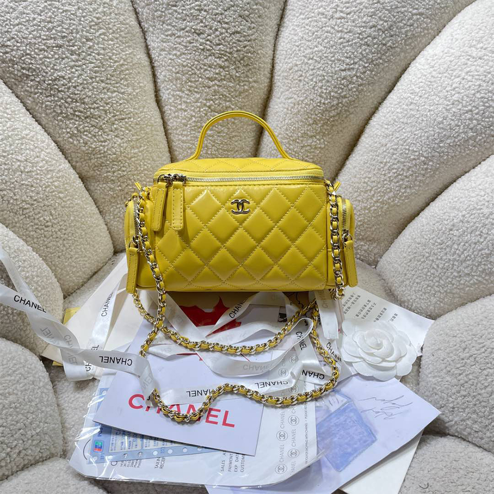 Chanel Cosmetic bag Shiny wrinkled leather（10A Mirror Version）