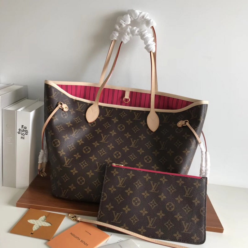 TOP Louis Vuitton LV LV Neverfull MM Bag - Fuchsia
