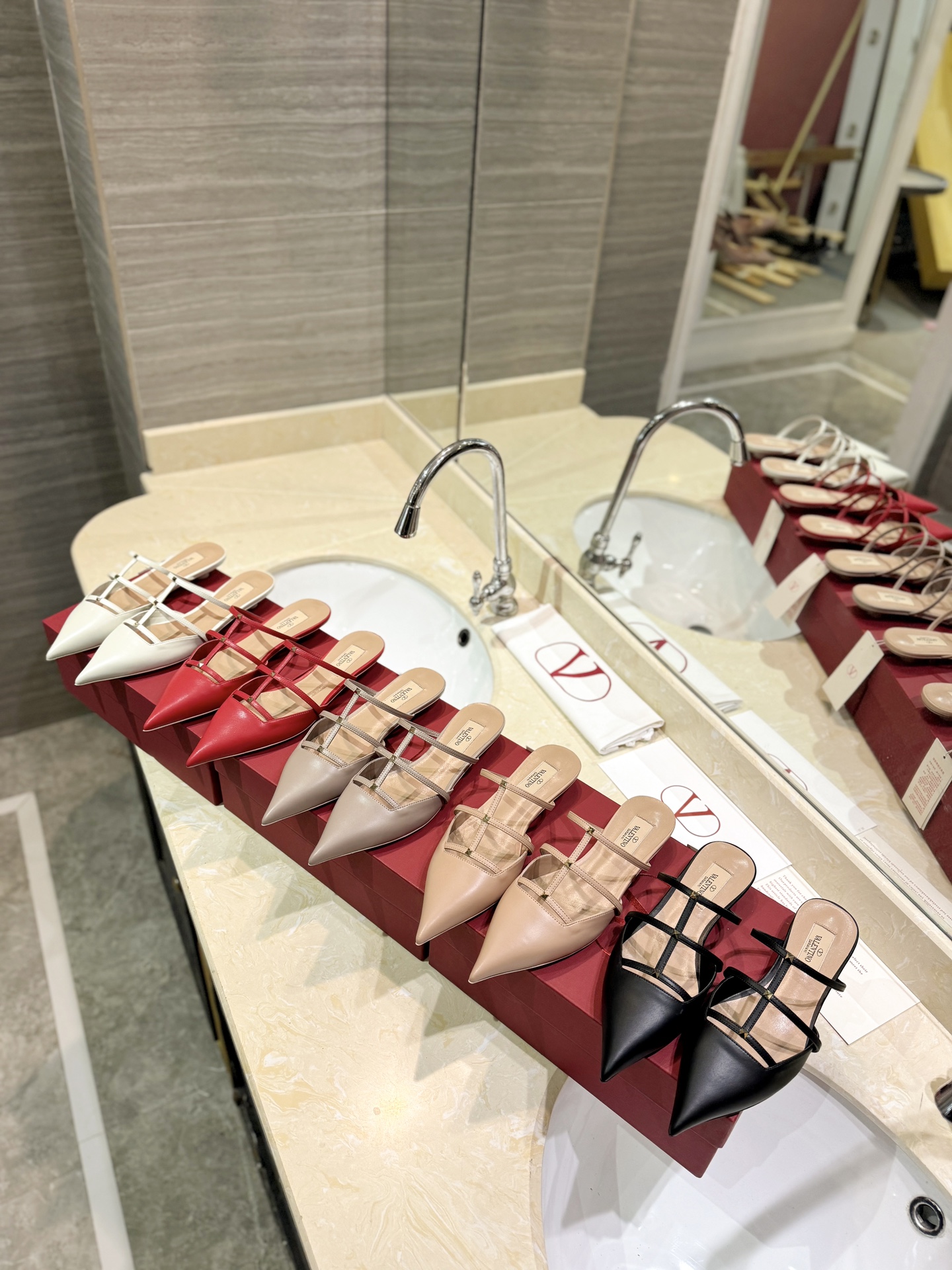 TOP VALENTINO Micro-heeled Mules with Mini Rivets  - 5 Color