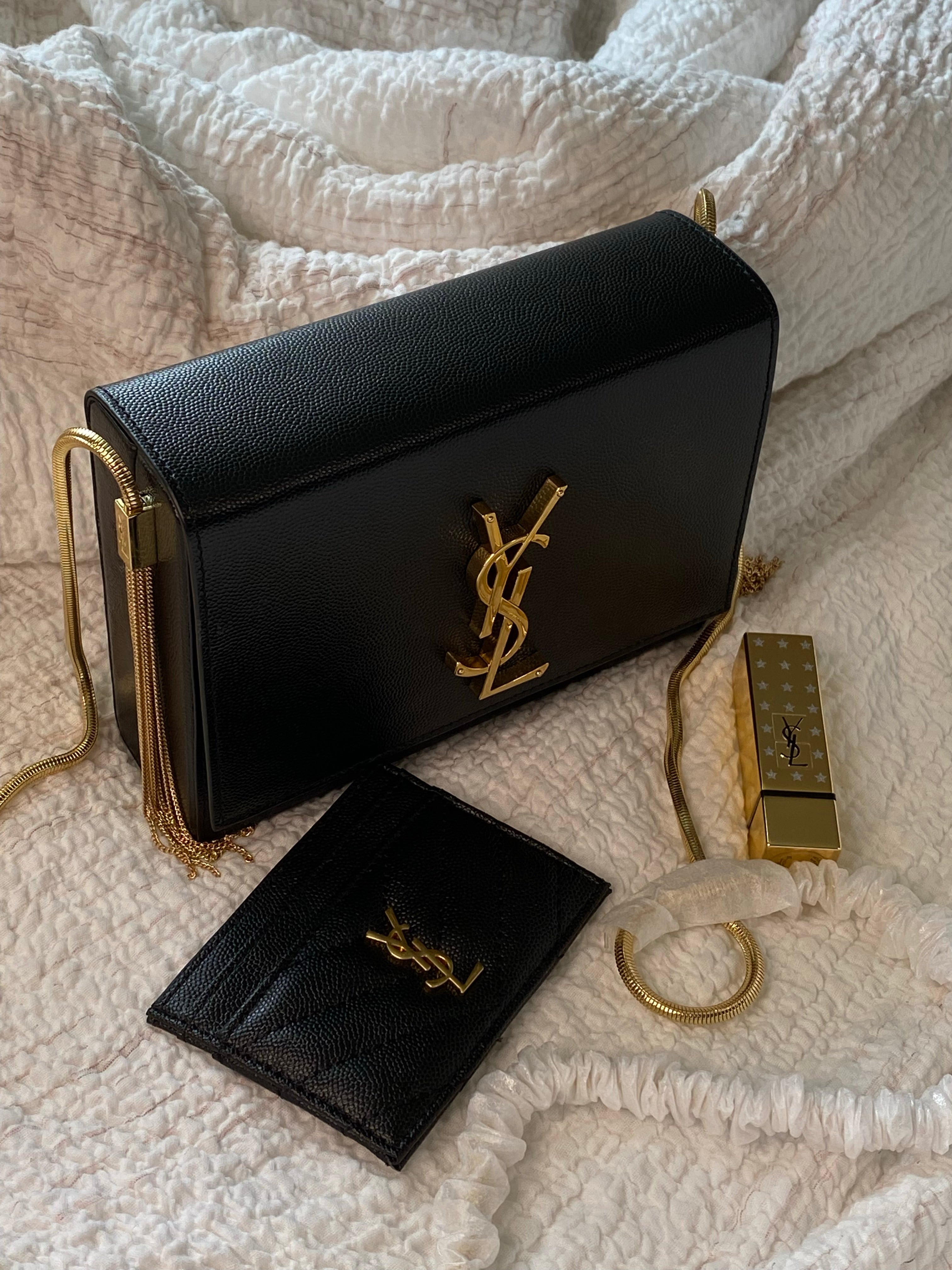 TOP Yves Saint Laurent YSL Monogram Kate Box Bag - Black