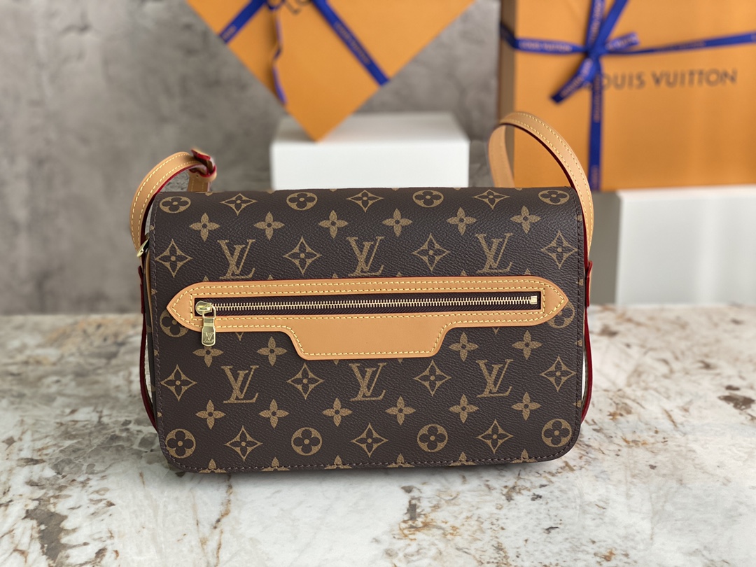 TOP Louis Vuitton LV Crossbody Bag 28x18x7cm - Brown