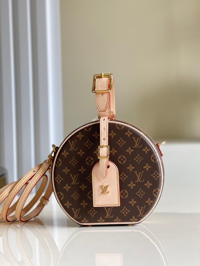 TOP Louis Vuitton LV  Monogram Petit Boite Chapeau 17.5 x 16.5 x 7.5cm - Cream Leather