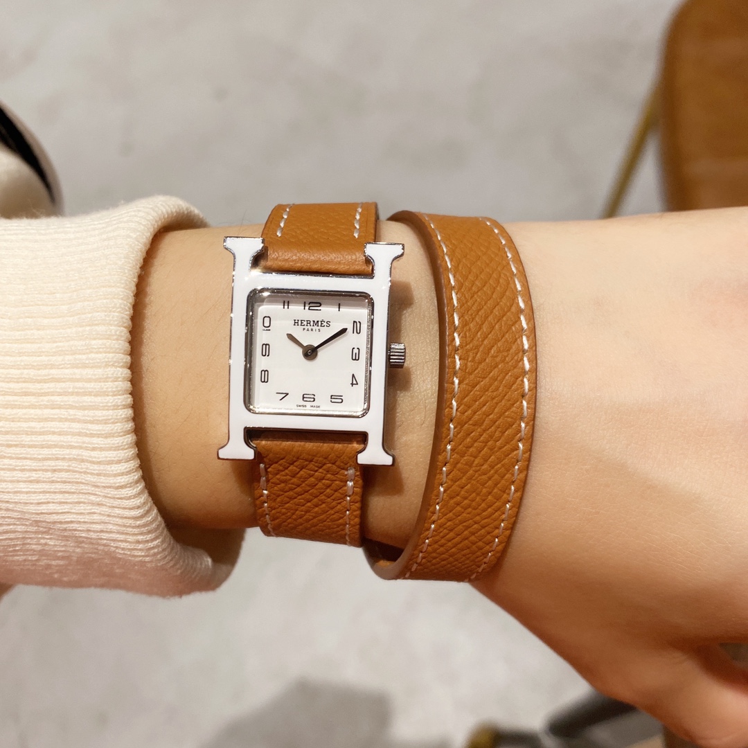 TOP HERMES Emma City H Series Enamel Ring  Watch 21mm - 7 Colors