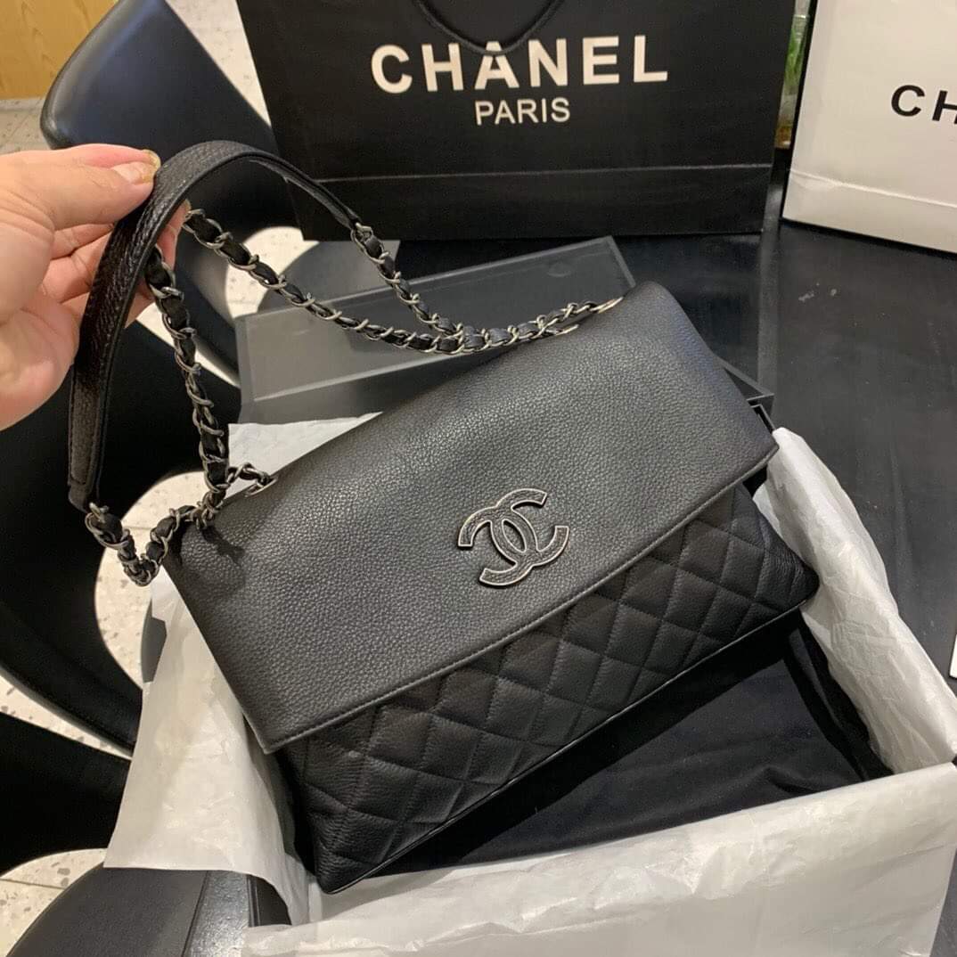 TOP CHANEL Slim Flap Tote 32X7.5X19CM - Black