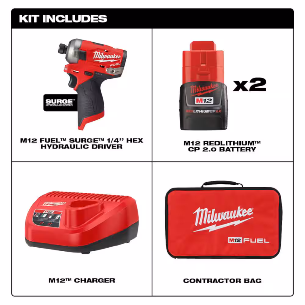 M12 FUEL SURGE 12-Volt Lithium-Ion 1/4 in. Cordless Hex Impact Driver Compact Kit with M12 Soldering Iron