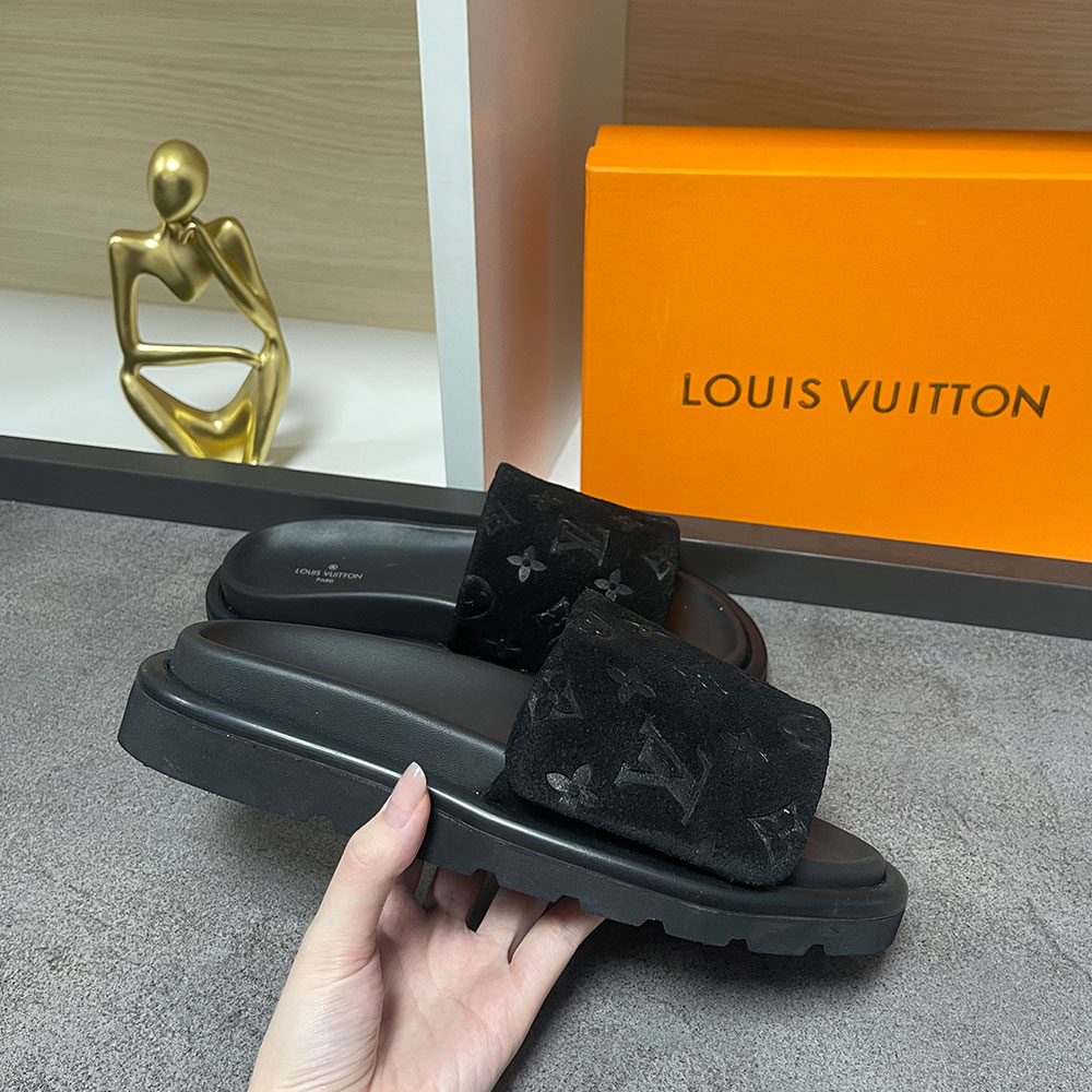 Louis Vuitton LV Pool Pillow Fabric Flat Slide  Sandals  (Replica)