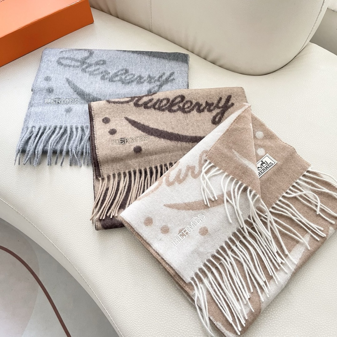 TOP HERMES Cashmere Scarf 32x180cm - 3 Colors