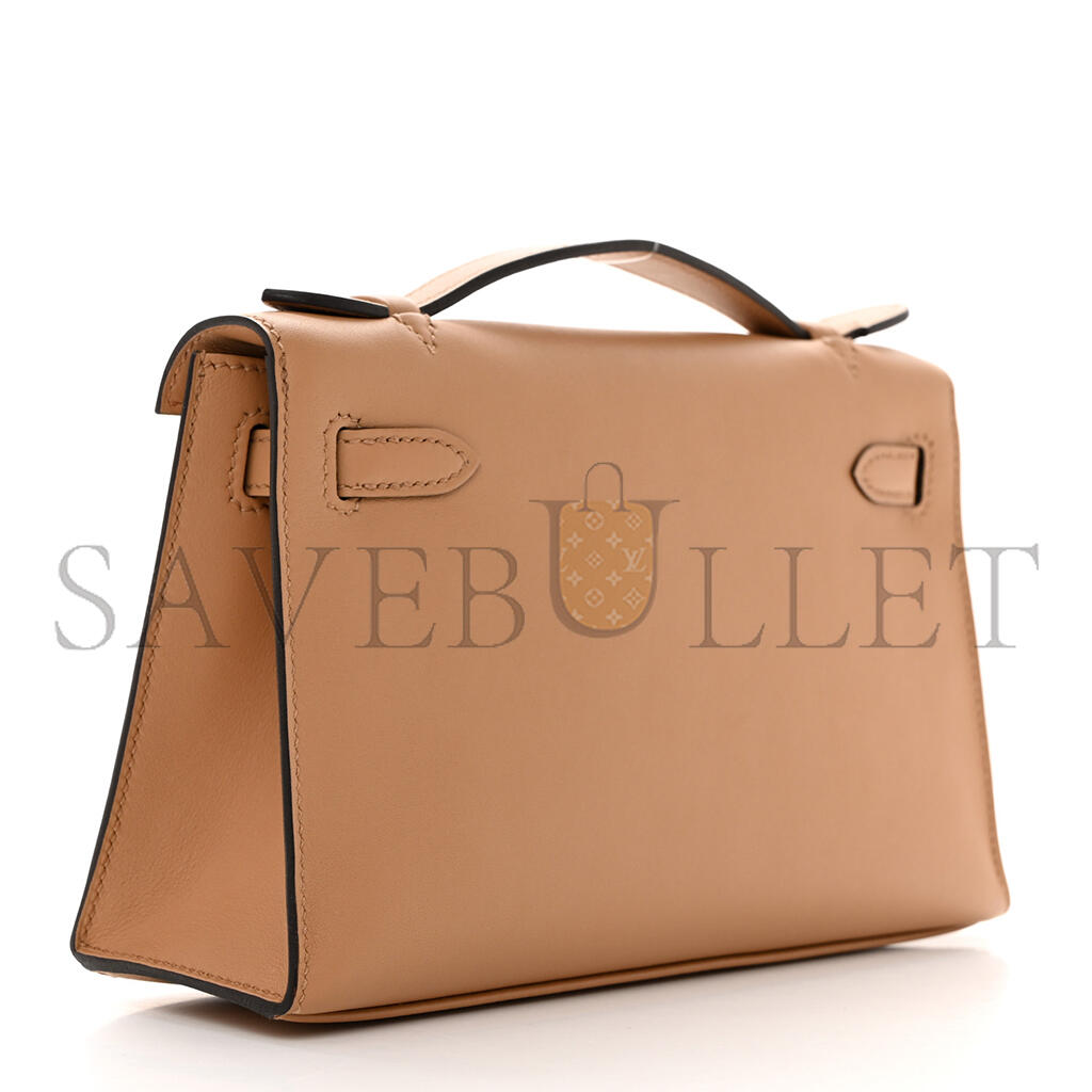 HERMÈS KELLY POCHETTE CHAI SWIFT PALLADIUM HARDWARE (22*14*7cm)