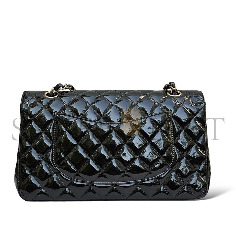 CHANEL MASTER PATENT SHINY BLACK MEDIUM CLASSIC FLAP BAG (25*15*7cm)
