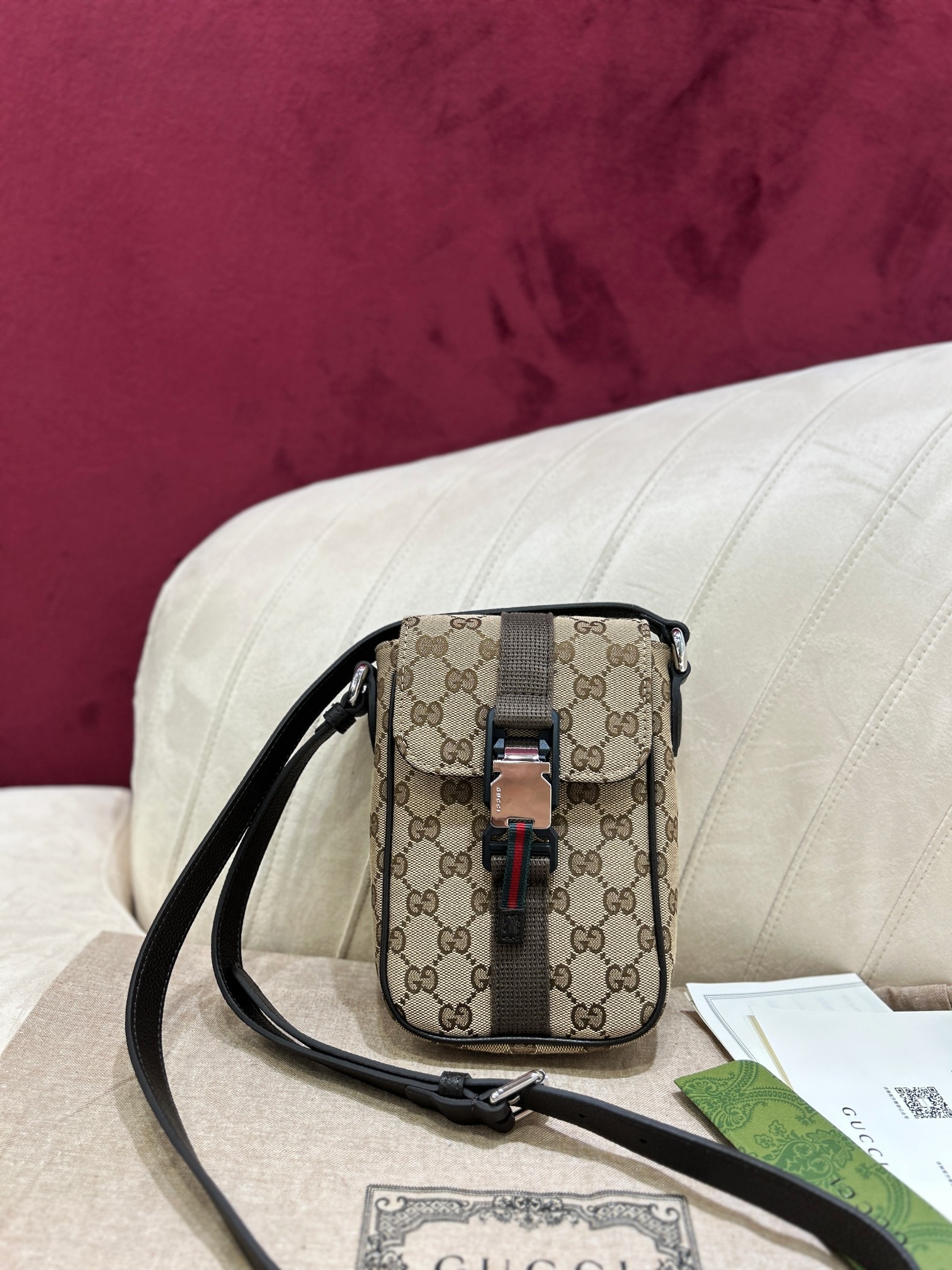 TOP GUCCI Ophidia Bag Original Messenger bag 13X20X5.5m - SHW