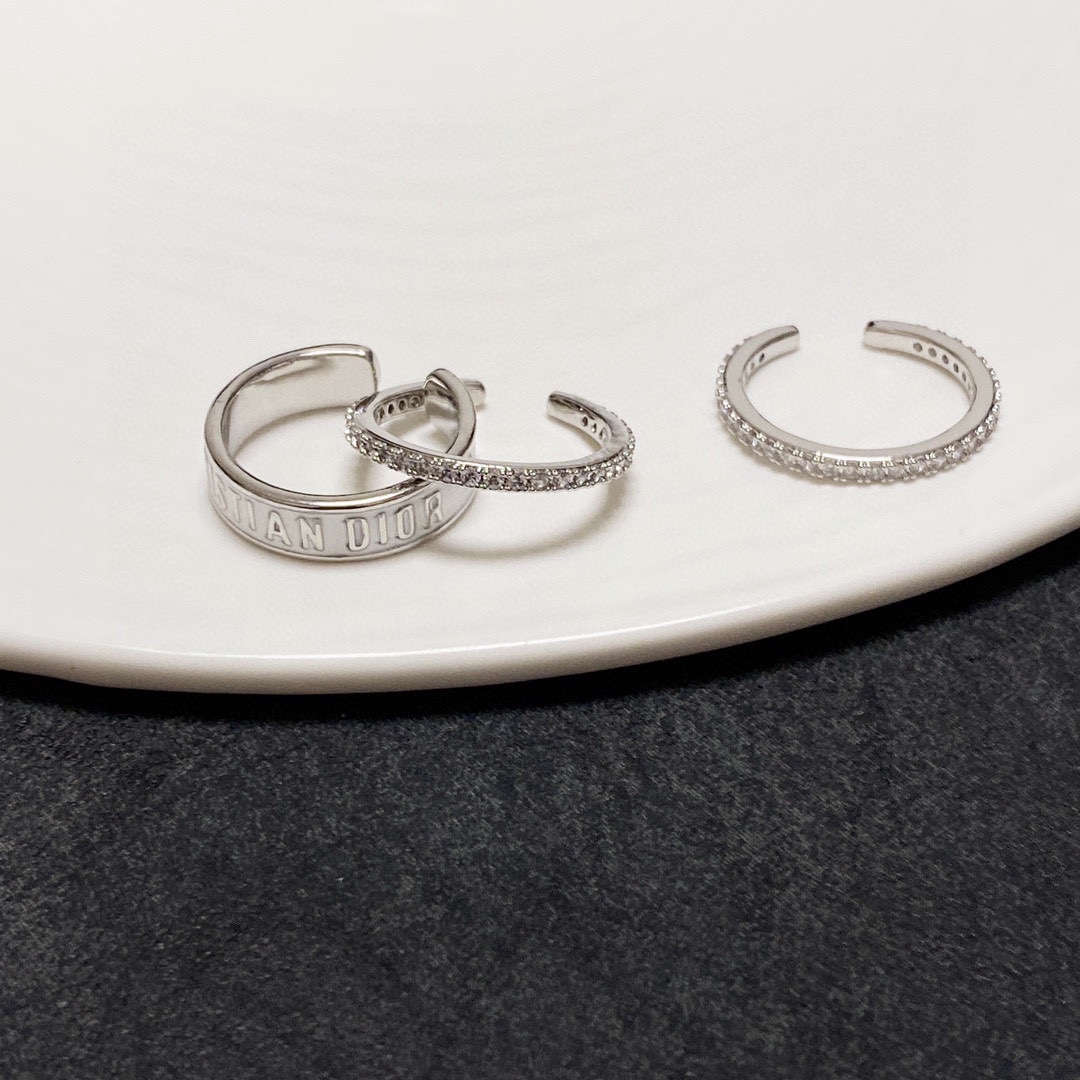 TOP Christian Dior set of three rings - Silver