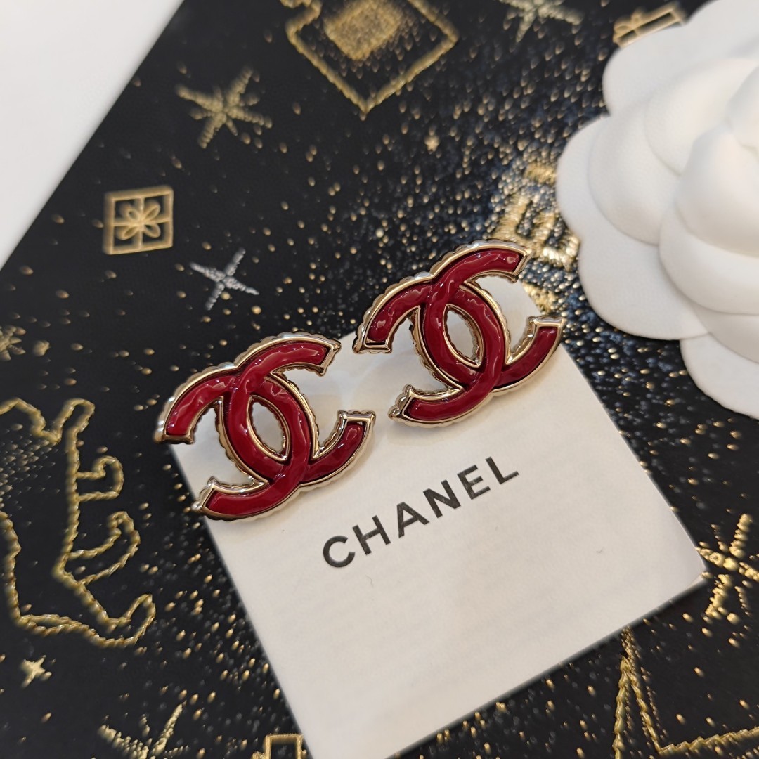 TOP CHANEL CC Earrings-Red