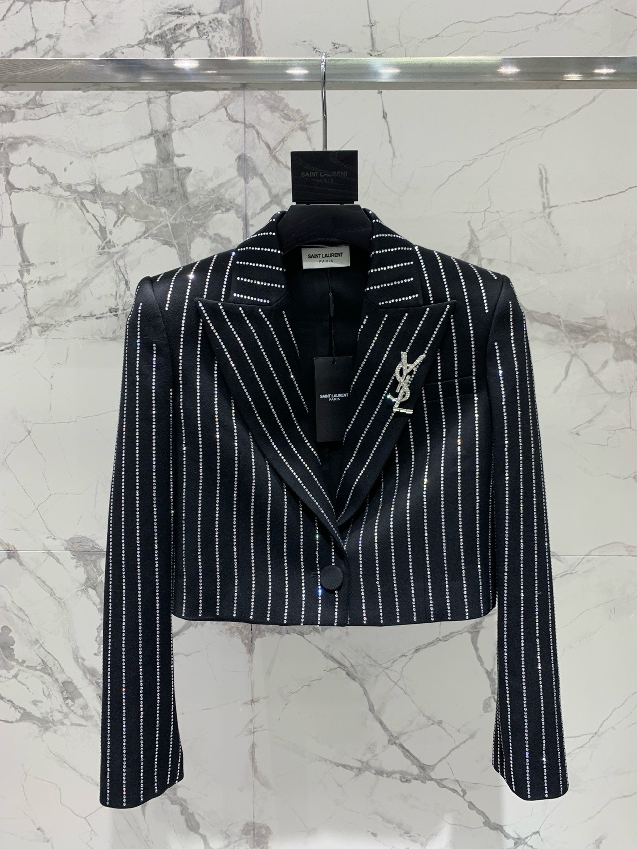 TOP  Yves Saint Laurent YSL Rhinestone Suit Jacket + Pants Set - 2 Colors