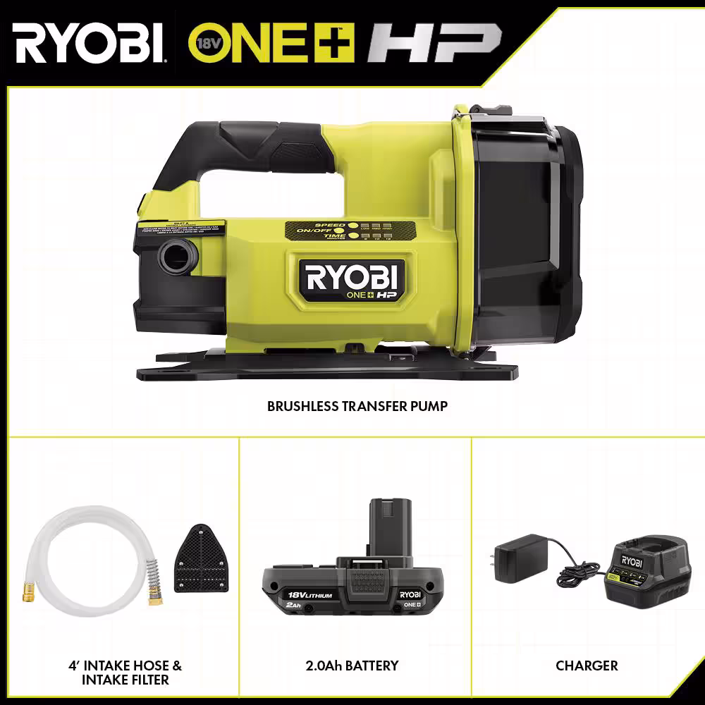 ONE+ HP 18V 1/4 hp Cordless Battery Powered Transfer Pump with 2.0 Ah Battery and Charger