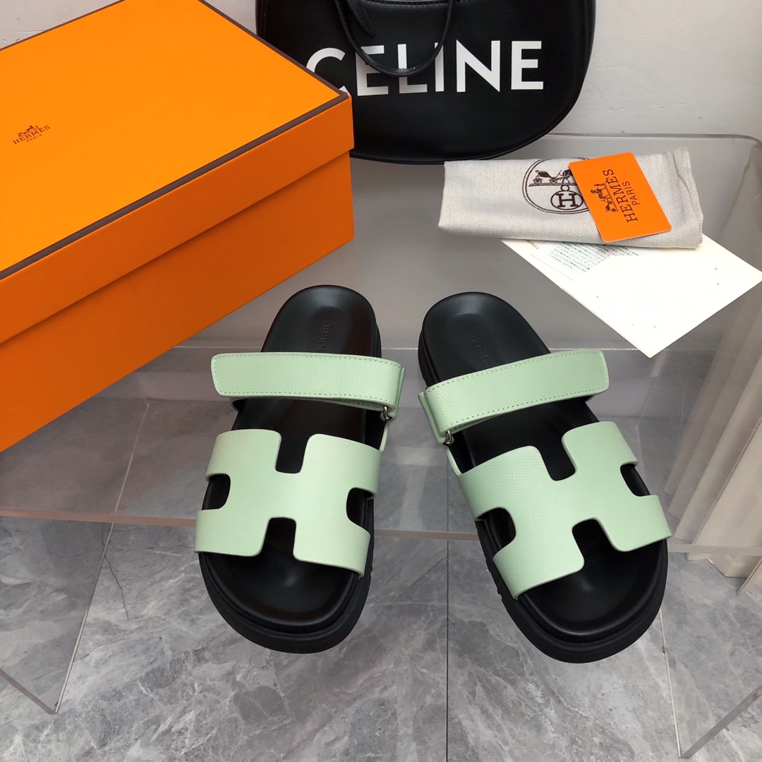 TOP HERMES Slides - Black & Green