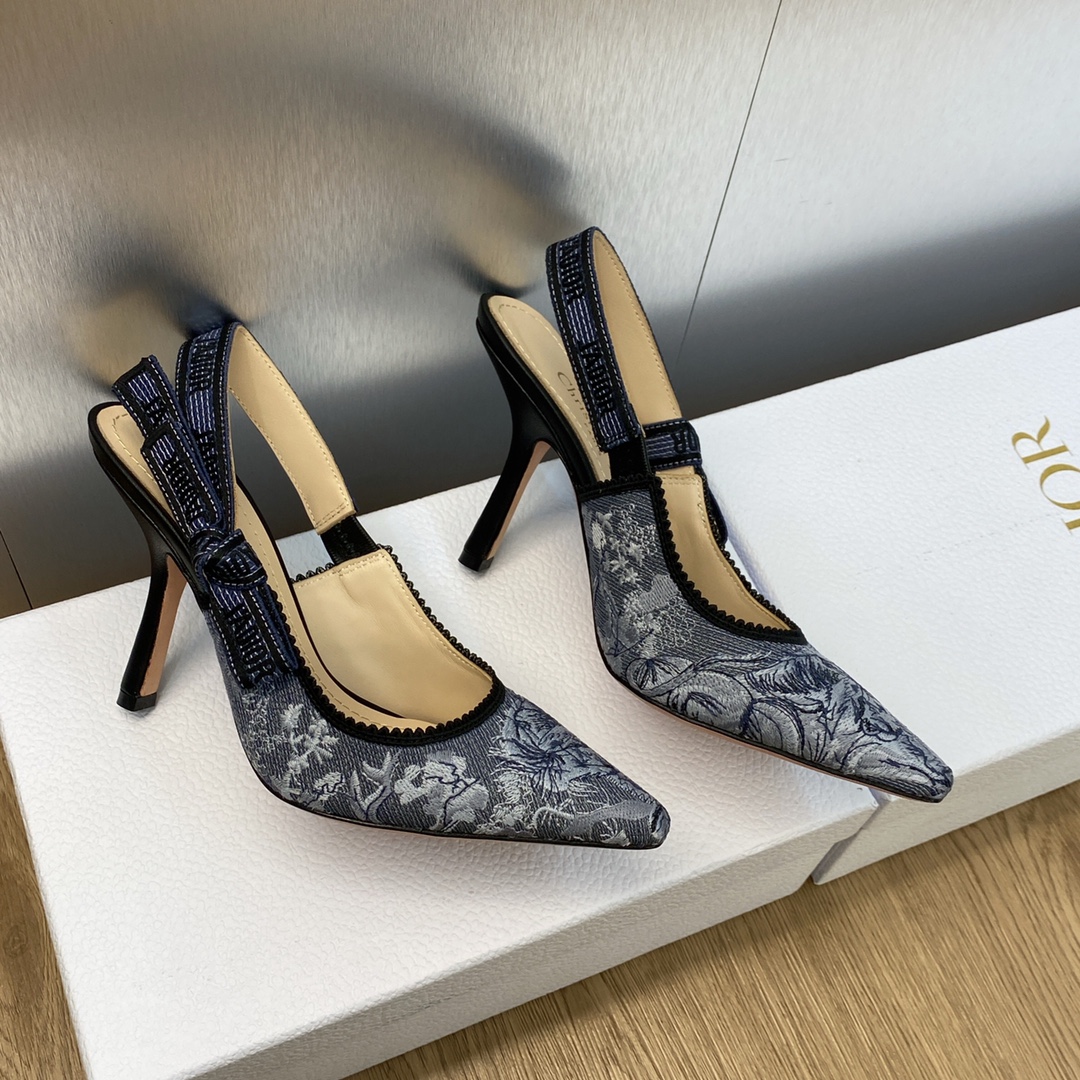 TOP Christian Dior Jacquard Embroidered High Heels - 9.5cm