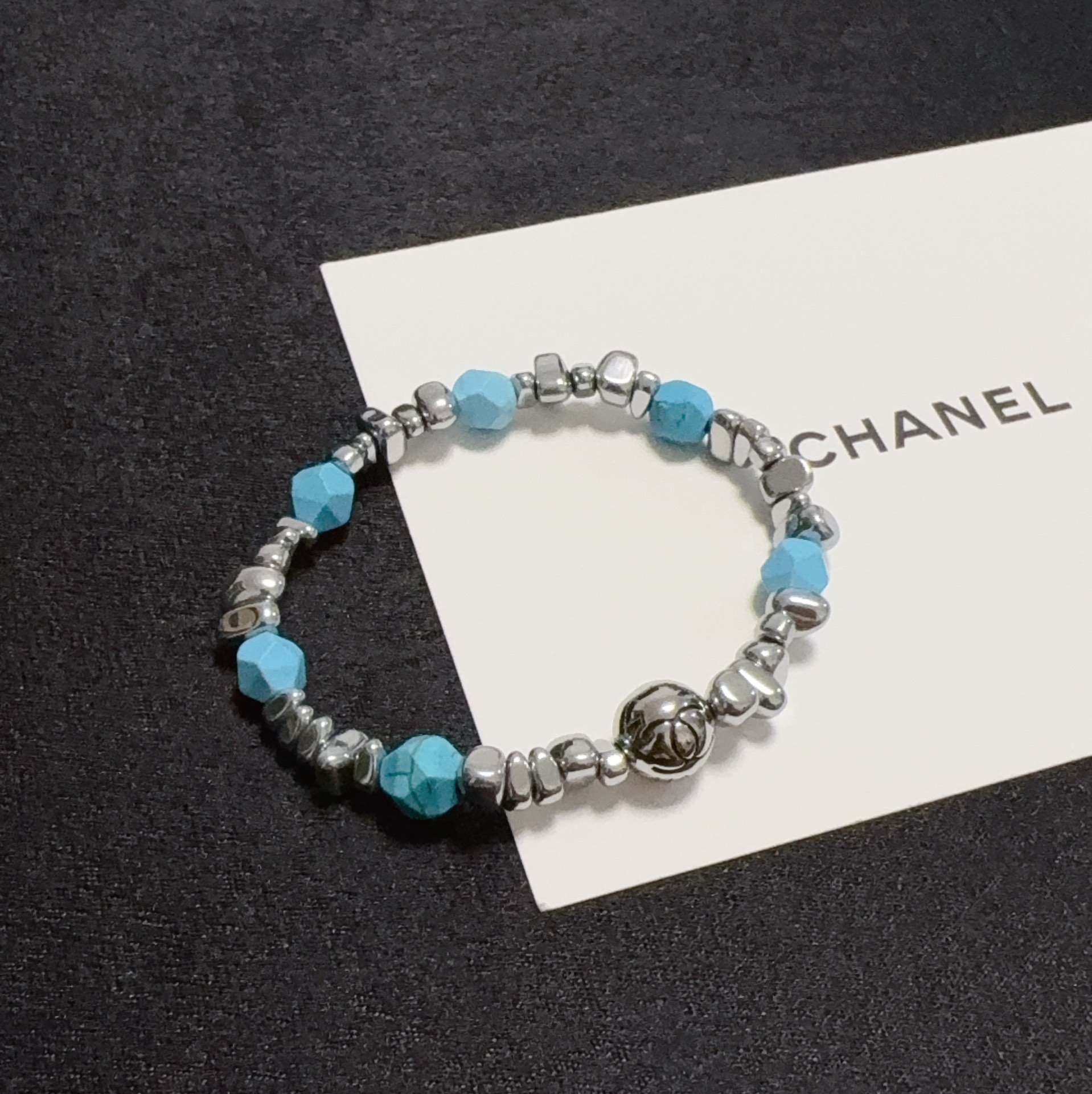TOP CHANEL CC Turquoise Bracelet - Silver