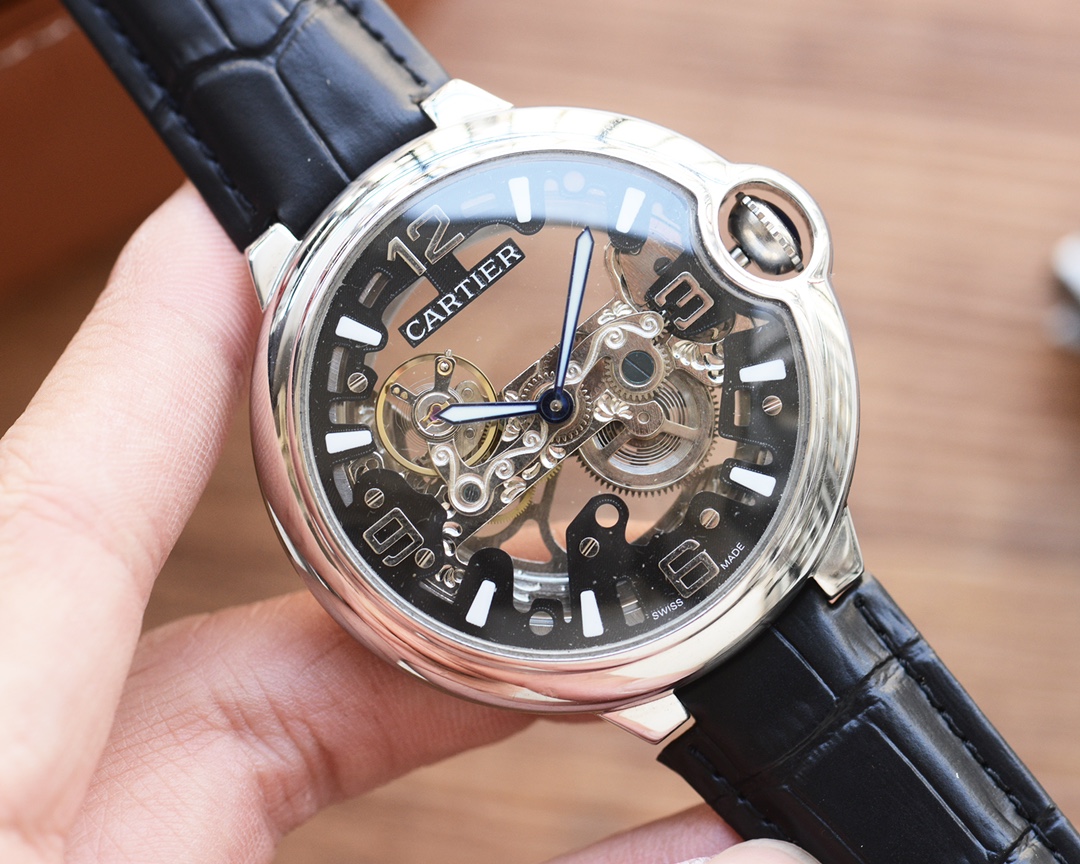 TOP Cartier Boutique Men's Watch Genuine Cowhide Strap 44mm - 3 Colors