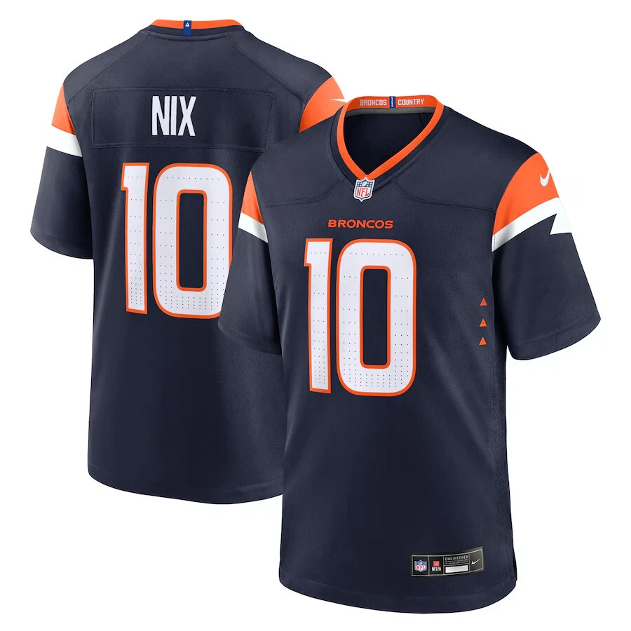 Denver Broncos Bo Nix #10 Navy Alternate 2025 Jersey