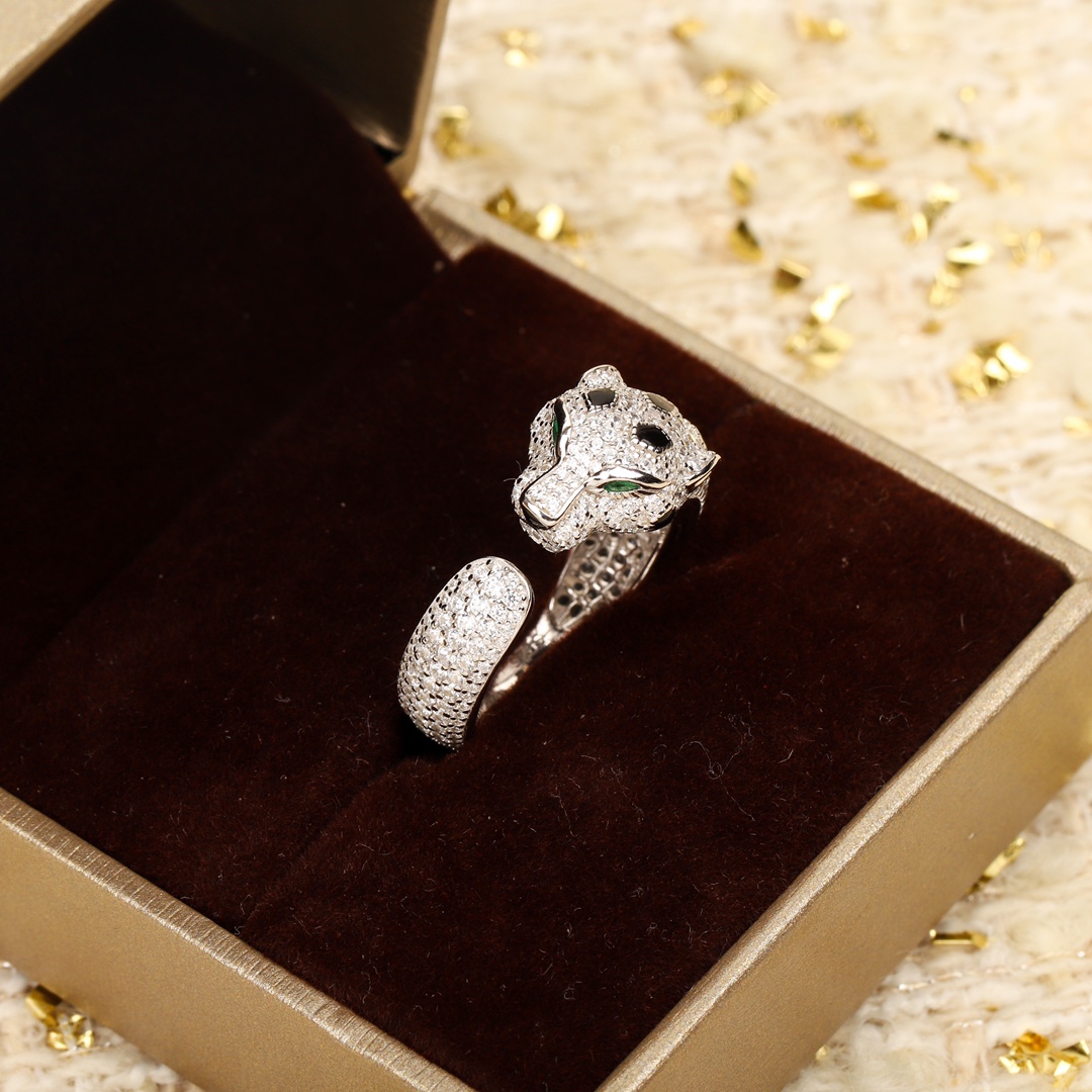 TOP Cartier Leopard Head Ring With Diamond