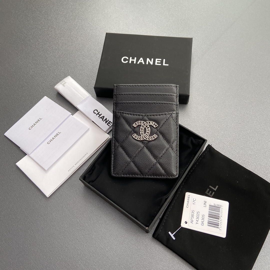 TOP CHANEL Card Case 8x11.5cm - Black