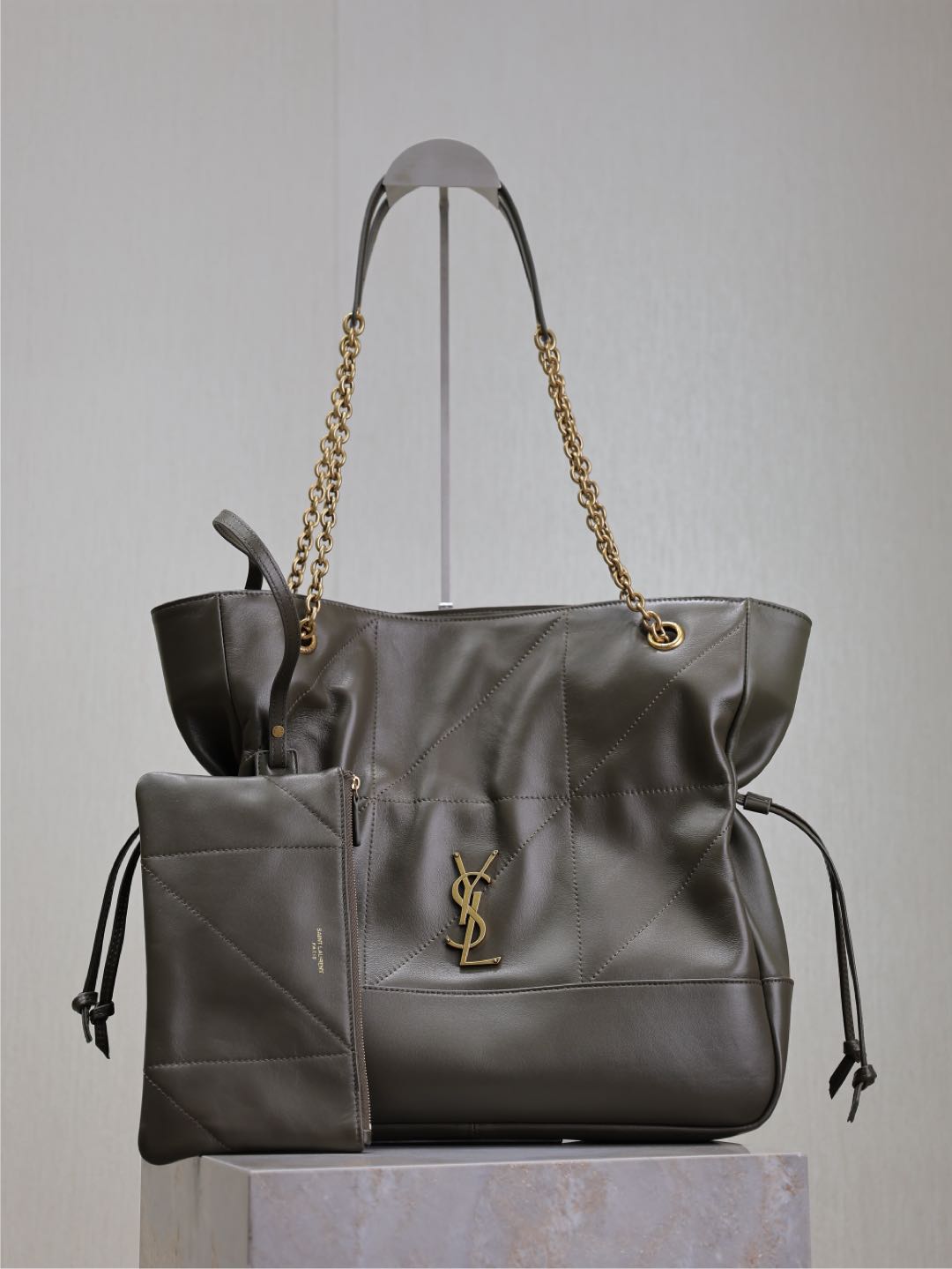 TOP Yves Saint Laurent YSL Sheepskin Jamie 4.3 Large POCHON Bag 27×34×3cm - Green