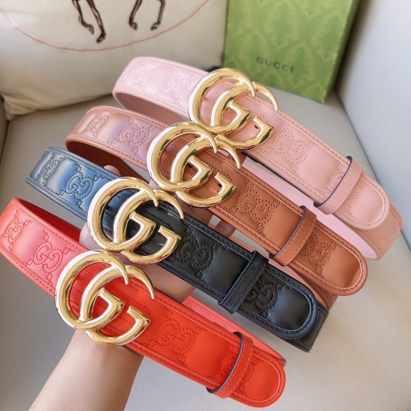 TOP GUCCI Belt With GG Suemec - 4CM - 4 Colors