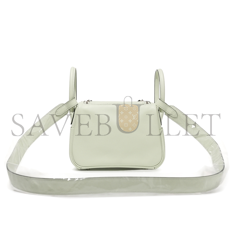 HERMES MINI LINDY 20 VERT FIZZ SWIFT PALLADIUM HARDWARE (19*12.5*9cm)