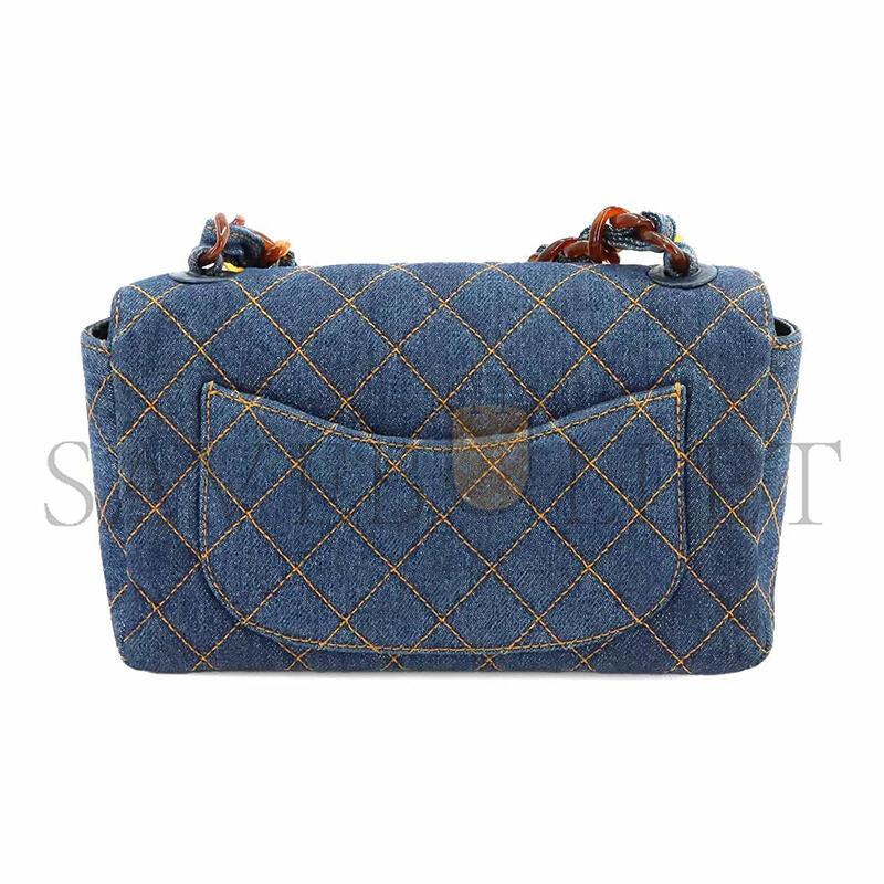 CHANEL MATELASSE PLASTIC CHAIN SHOULDER BAG DENIM BLUE VINTAGE (23*14*6cm)