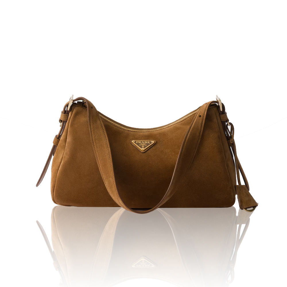 Prada Aimée Medium Suede Shoulder Bag（10A Mirror Version）